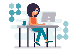 Illustration of a facilities manager working at a desk